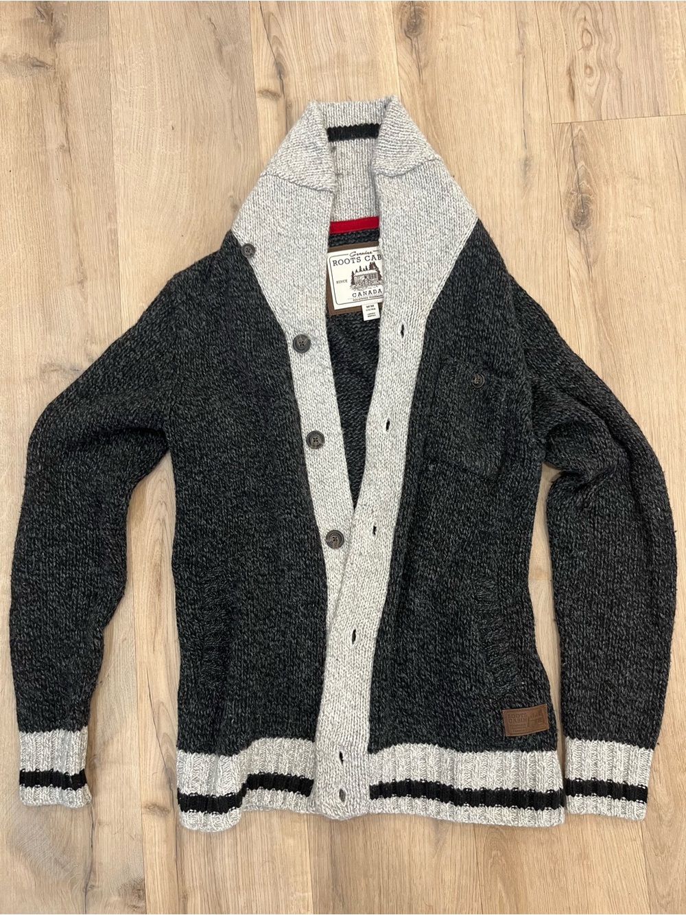 Roots Men's Shawl Collar Cardigan - Charcoal & Light Gray